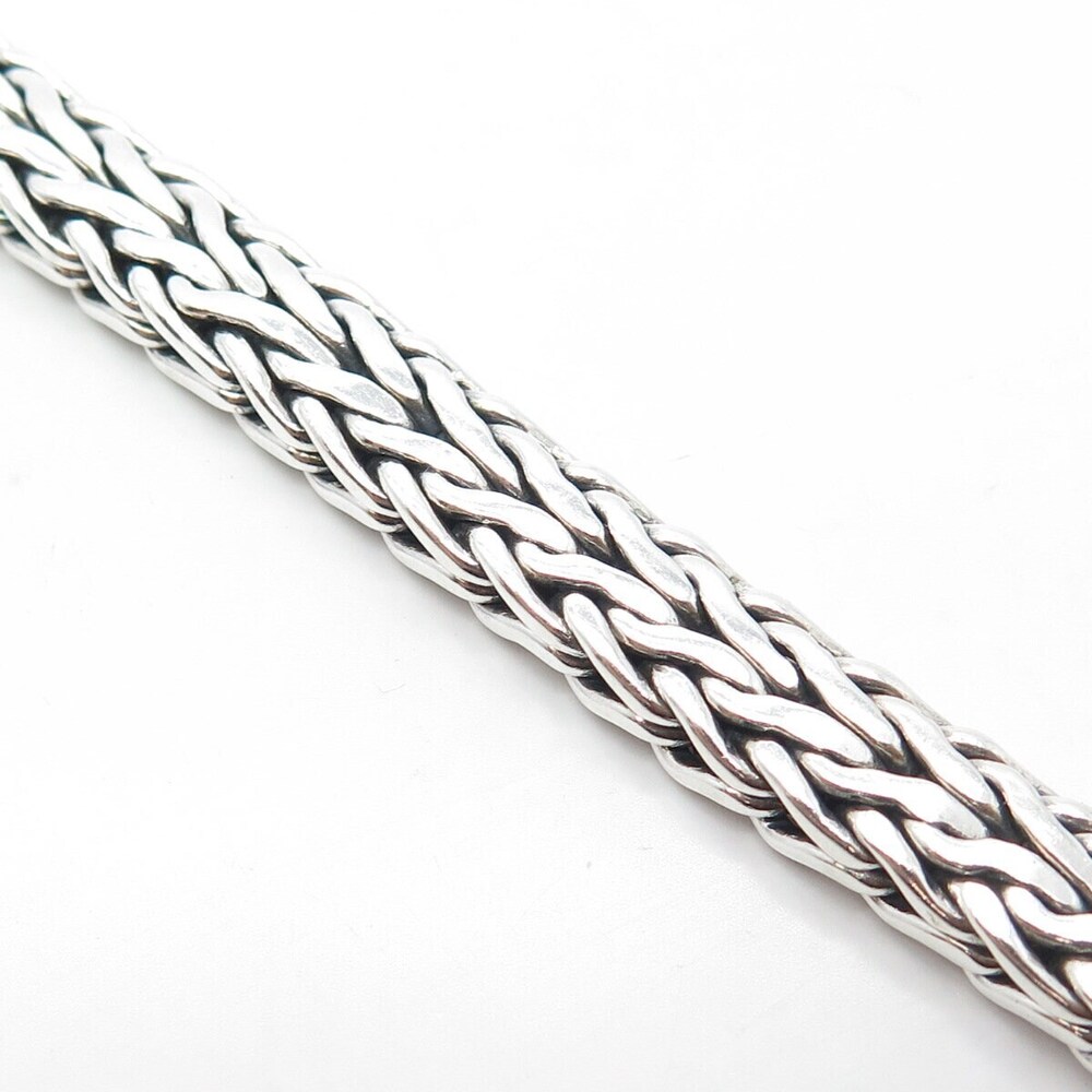 925 Sterling Silver Vintage Spiga/Wheat Link Heavy Bangle Bracelet 7.75" - Picture 3 of 7